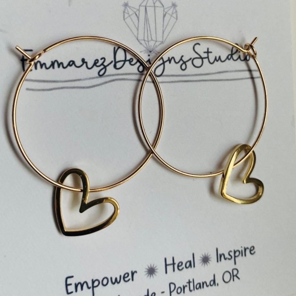 18K Gold Heart Hoops💕 Handcrafted 💕 Valentine Gift ✨Gold Filled✨